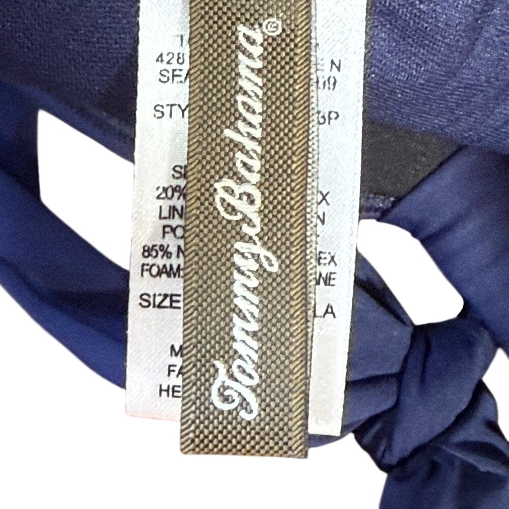 Tommy Bahama Slimming Ruched Halter Bandeau One-Piece Swimsuit Size 12 Navy - Picture 9 of 10